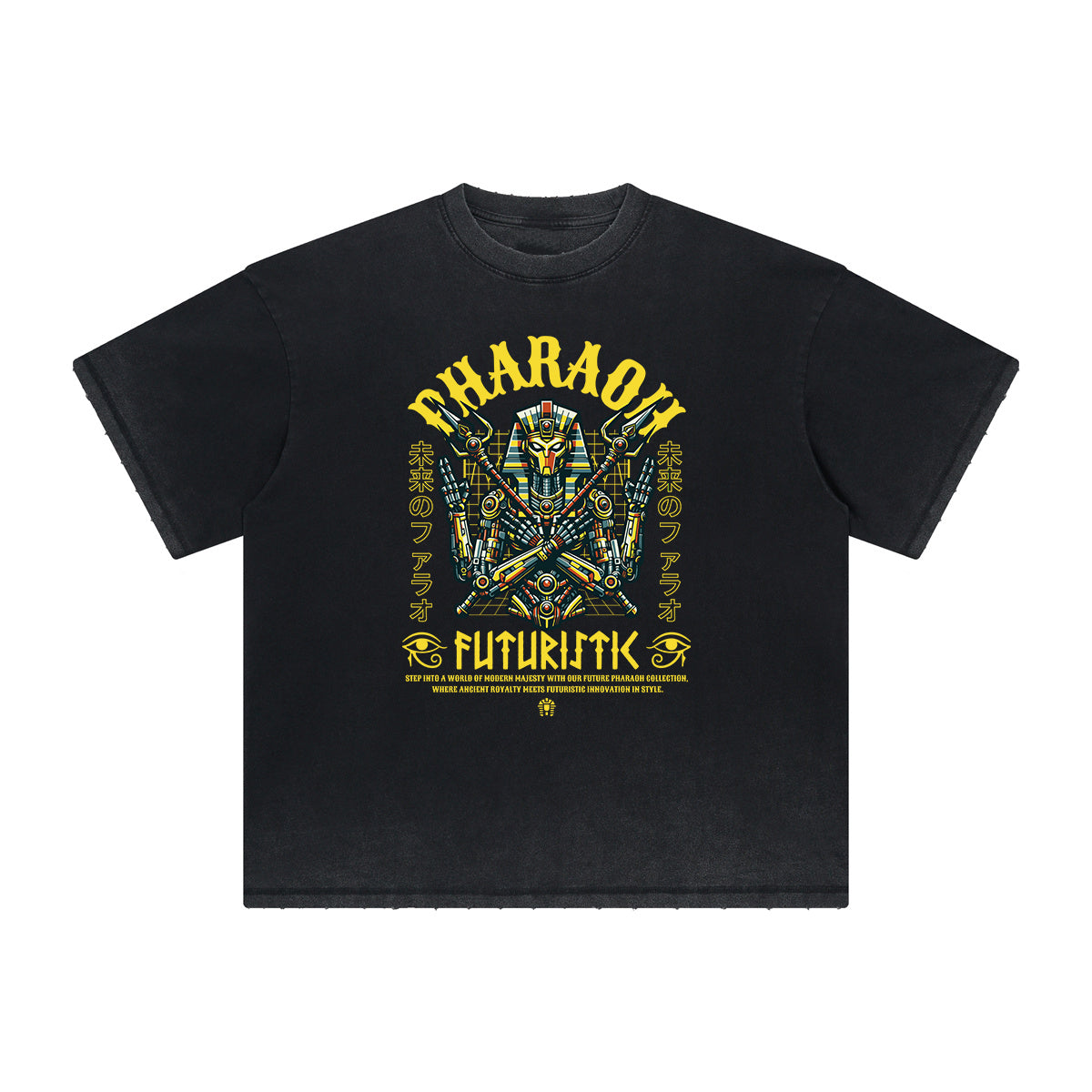 Camiseta vintage deshilachada con estampado de ciencia ficción y futurismo