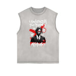 Camiseta sin mangas con estampado de moda urbana desgastada