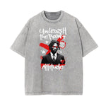 Camiseta gráfica de moda urbana con lavado de piedra