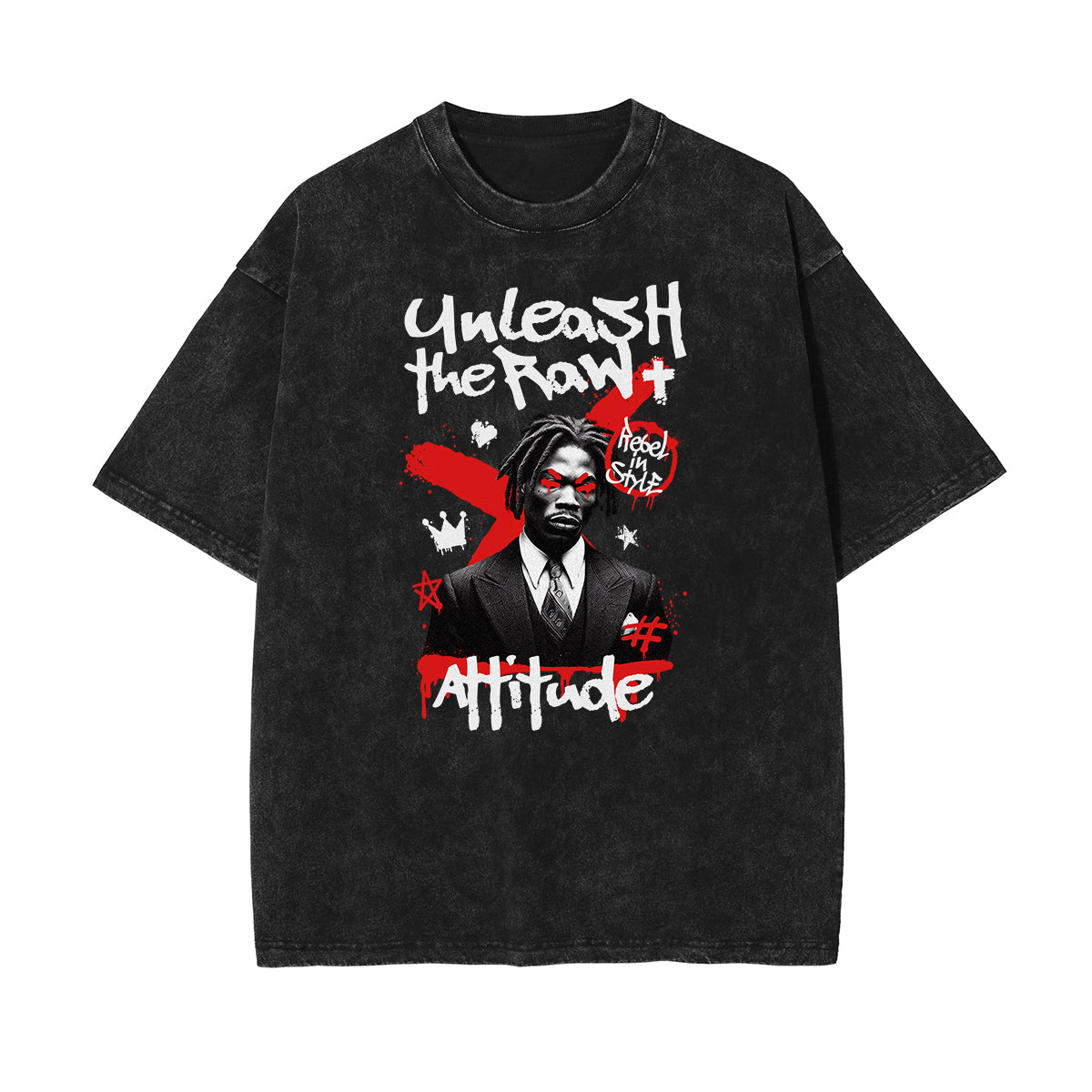 Camiseta de algodón con estampado gráfico de moda urbana lavada