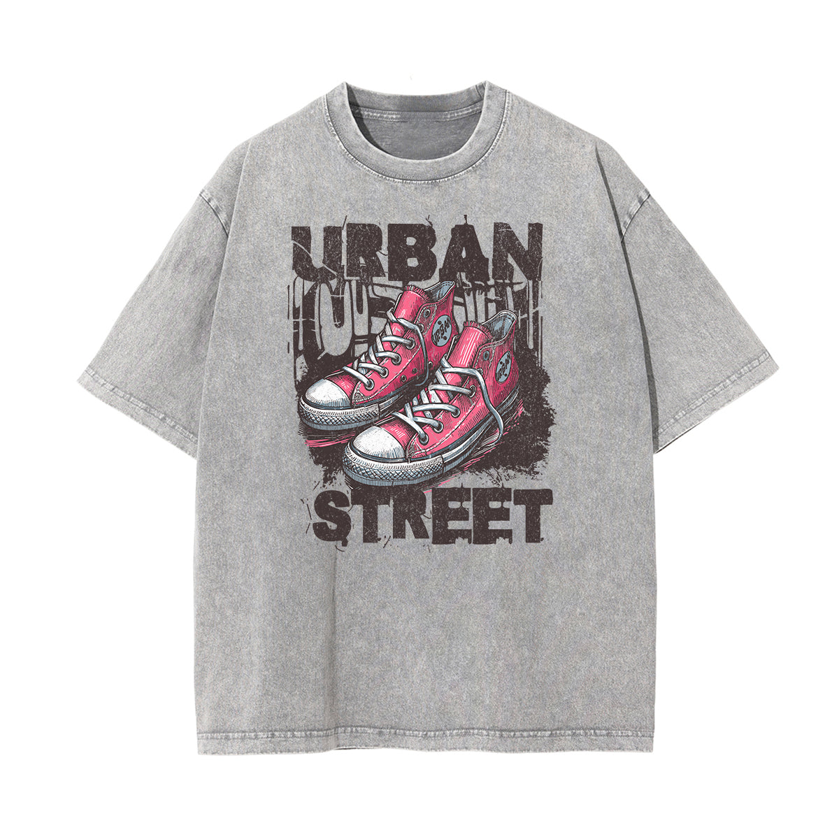 Camiseta gráfica de moda urbana con lavado de piedra