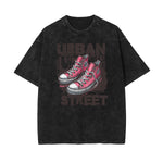 Camiseta de algodón con estampado gráfico de moda urbana lavada