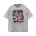 Camiseta gráfica de moda urbana con lavado de piedra