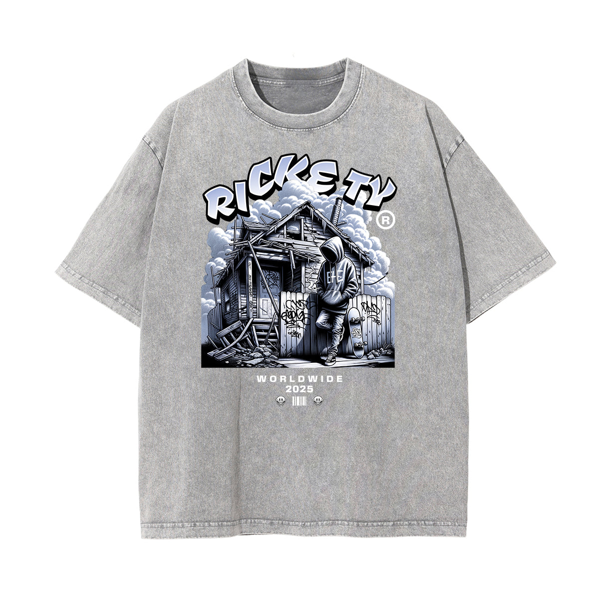 Camiseta gráfica de moda urbana con lavado de piedra