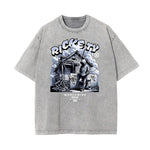 Camiseta gráfica de moda urbana con lavado de piedra