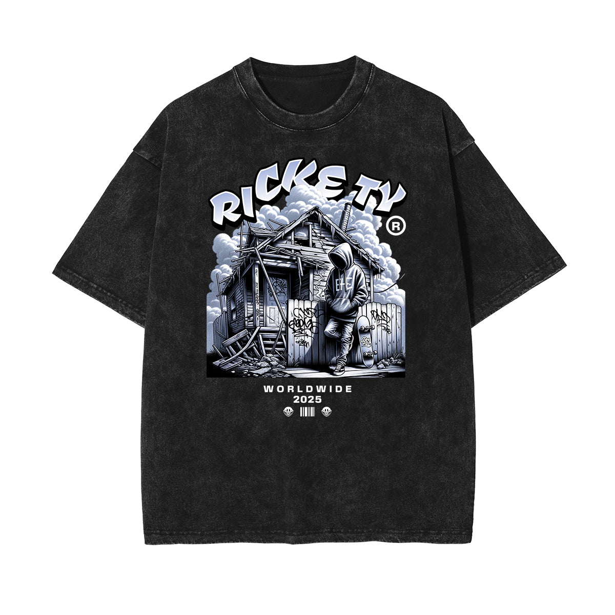 Camiseta de algodón con estampado gráfico de moda urbana lavada