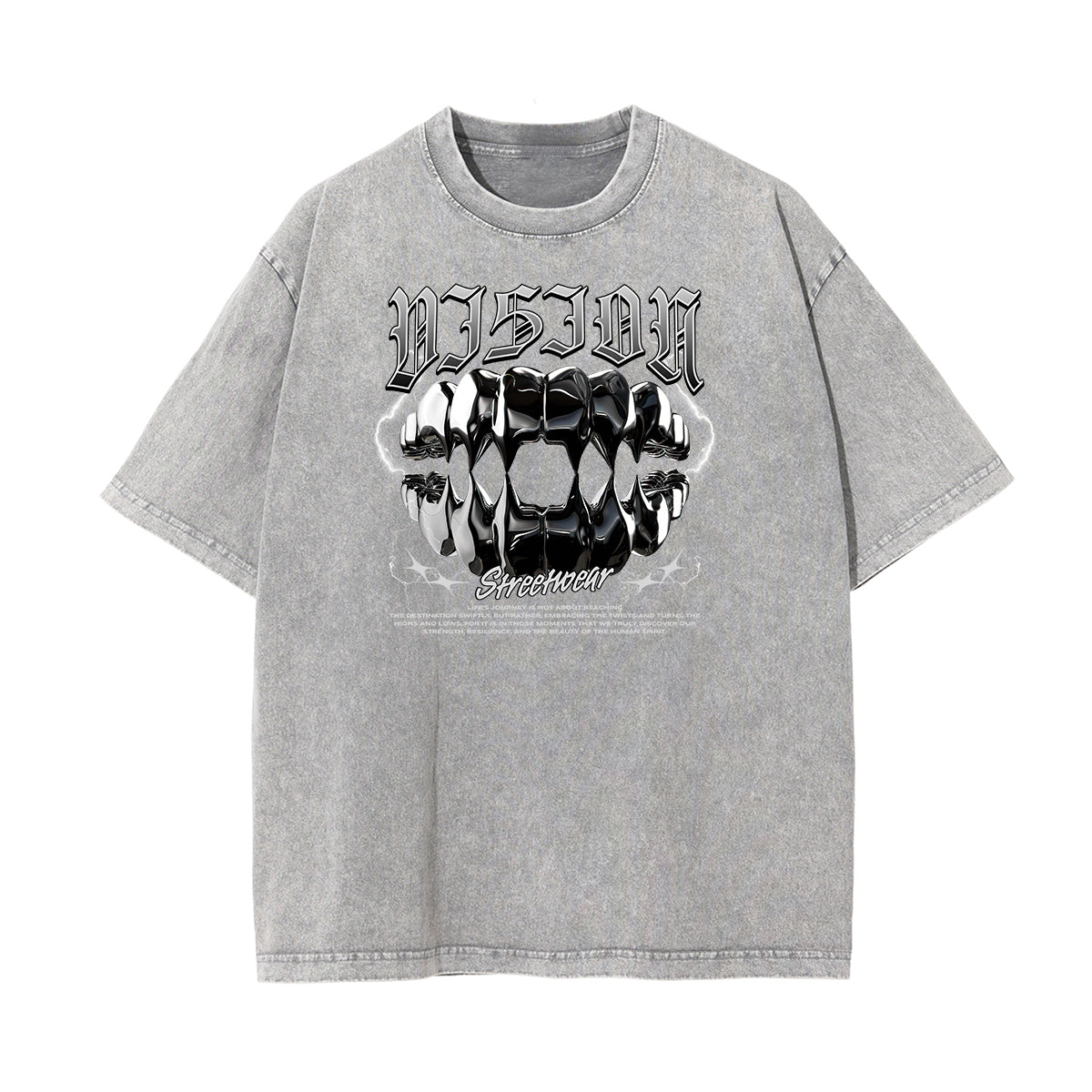 Camiseta gráfica de moda urbana con lavado de piedra