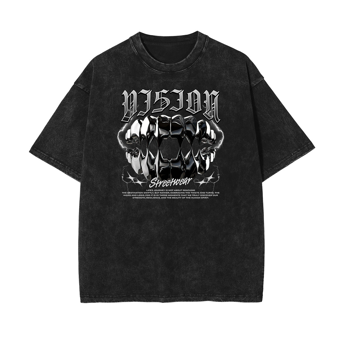 Camiseta de algodón con estampado gráfico de moda urbana lavada