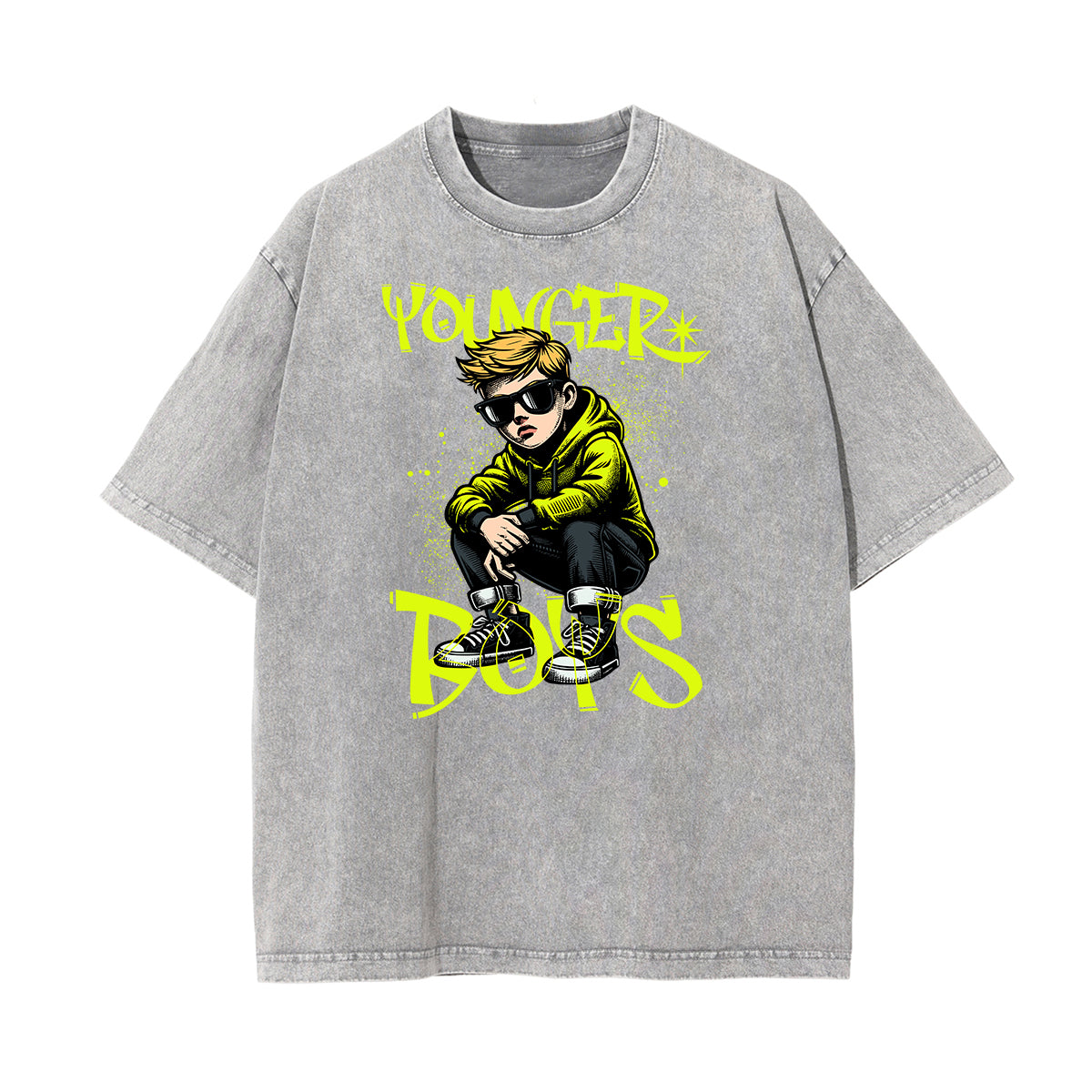 Camiseta gráfica de moda urbana con lavado de piedra