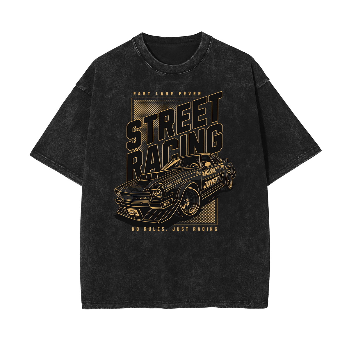 Camiseta de algodón con estampado gráfico de moda urbana lavada