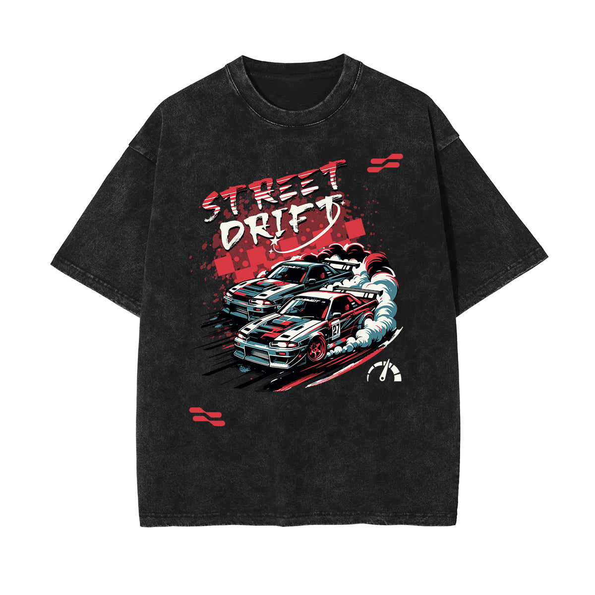 Camiseta de algodón con estampado gráfico de moda urbana lavada
