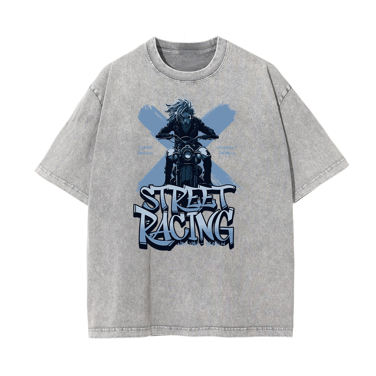 Camiseta gráfica de moda urbana con lavado de piedra