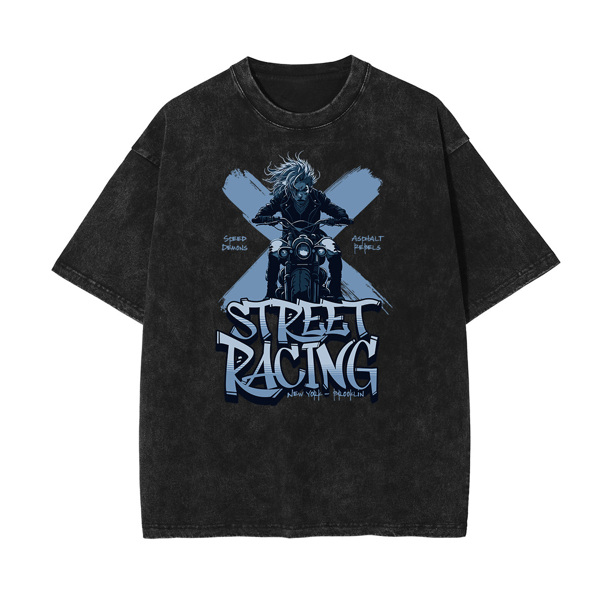 Camiseta de algodón con estampado gráfico de moda urbana lavada