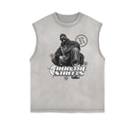 Camiseta sin mangas con estampado de moda urbana desgastada