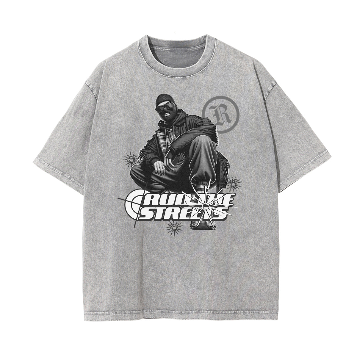 Camiseta gráfica de moda urbana con lavado de piedra