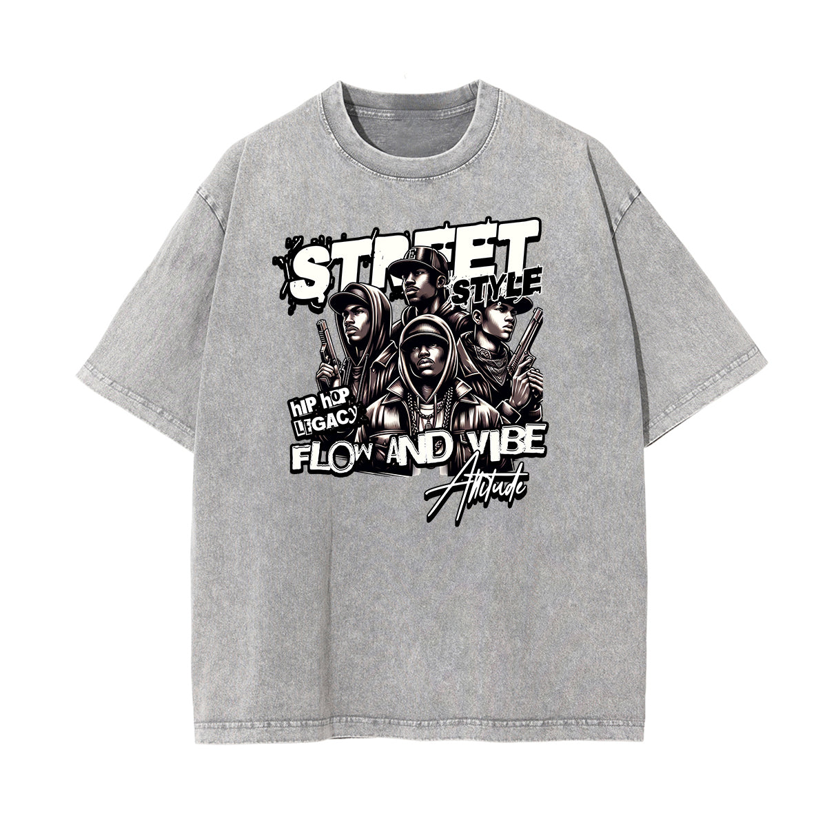 Camiseta gráfica de moda urbana con lavado de piedra