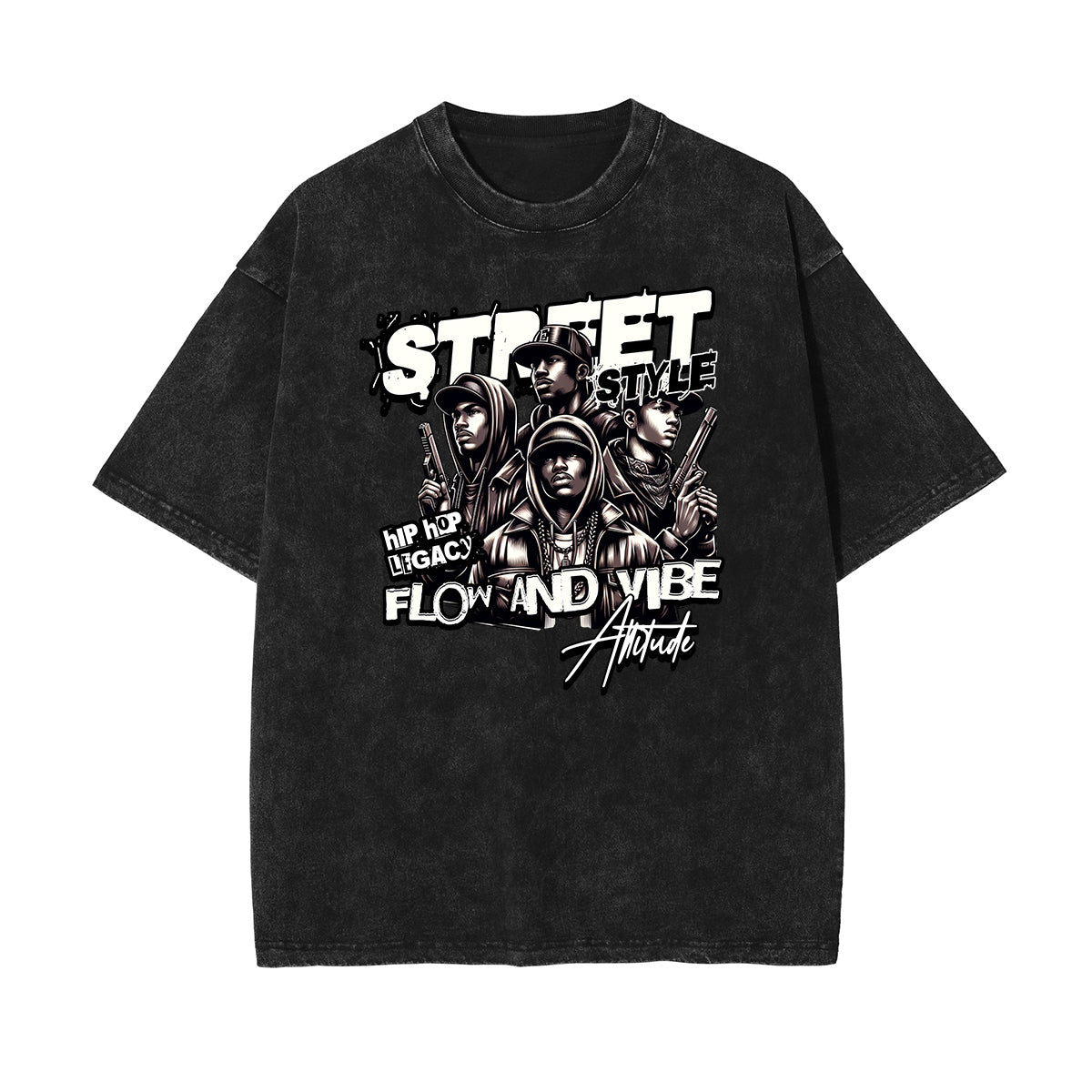 Camiseta de algodón con estampado gráfico de moda urbana lavada