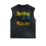 Camiseta sin mangas con gráfico de moda urbana deshilachada