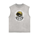 Camiseta sin mangas con estampado de moda urbana desgastada