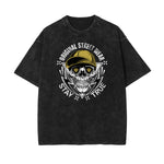 Camiseta de algodón con estampado gráfico de moda urbana lavada