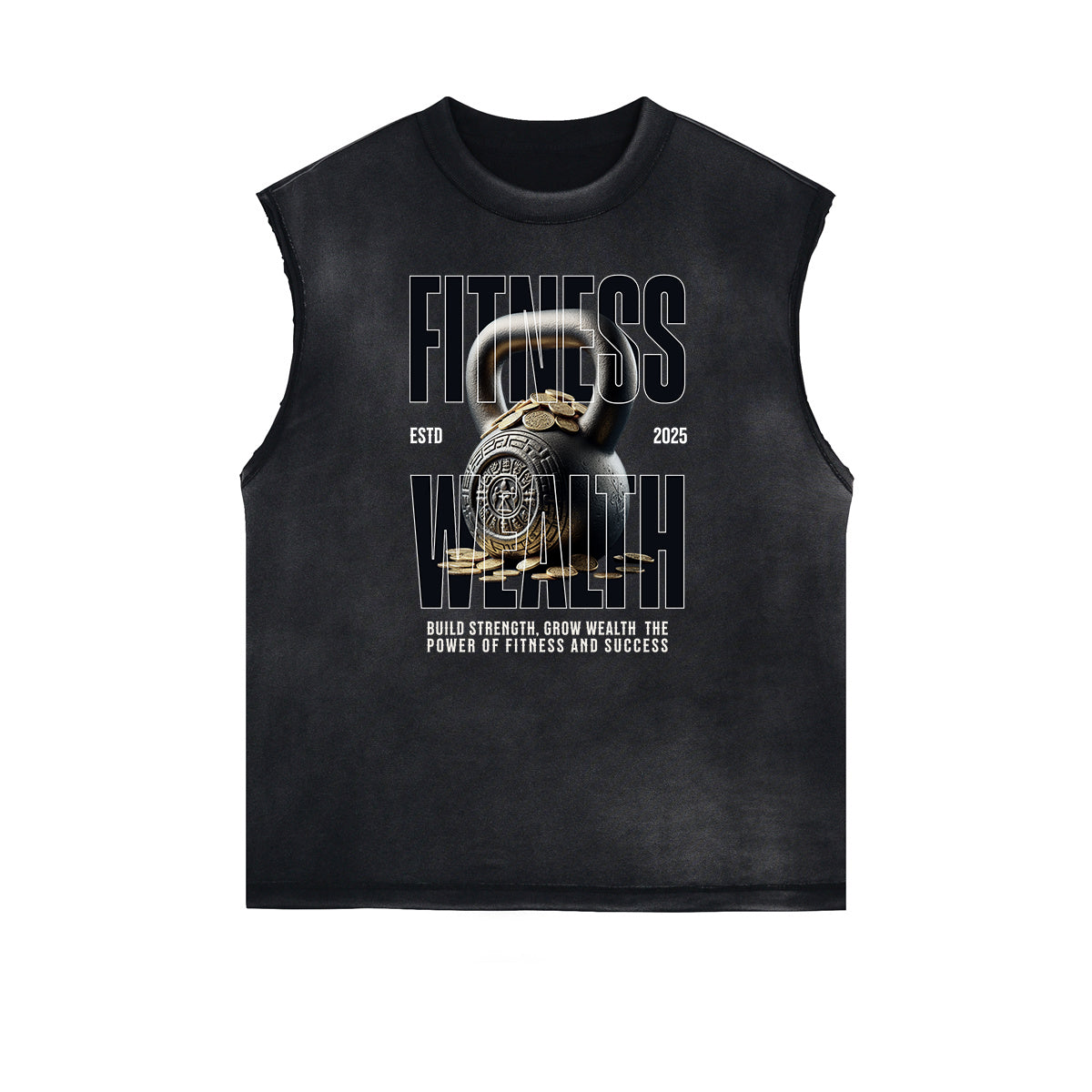 Camiseta deportiva sin mangas con estampado desgastado