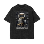 Camiseta de algodón con estampado gráfico de fitness lavado