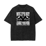 Camiseta de algodón con estampado gráfico de fitness lavado