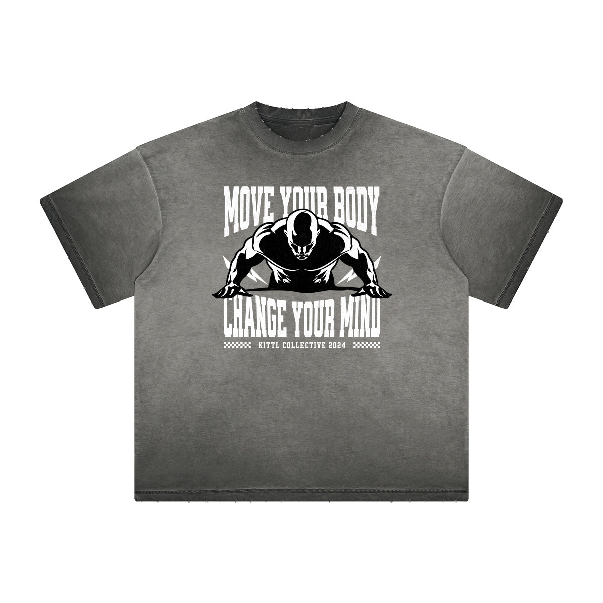 Vintage Frayed Fitness Pattern Tee