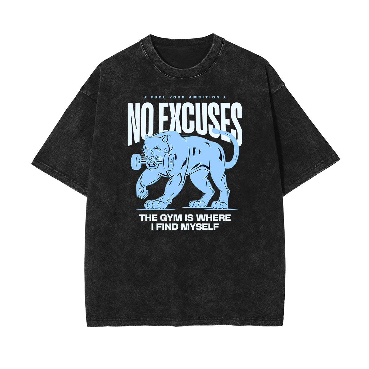 Camiseta de algodón con estampado gráfico de fitness lavado