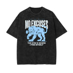 Camiseta de algodón con estampado gráfico de fitness lavado