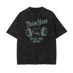 Camiseta de algodón con estampado gráfico de fitness lavado