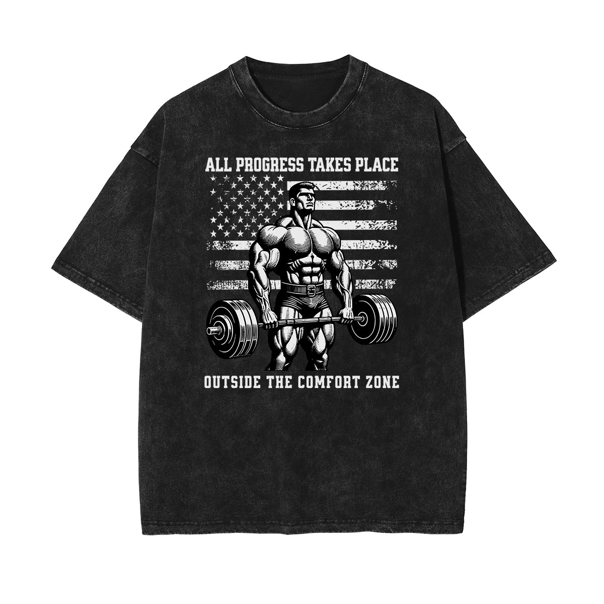 Camiseta de algodón con estampado gráfico de fitness lavado