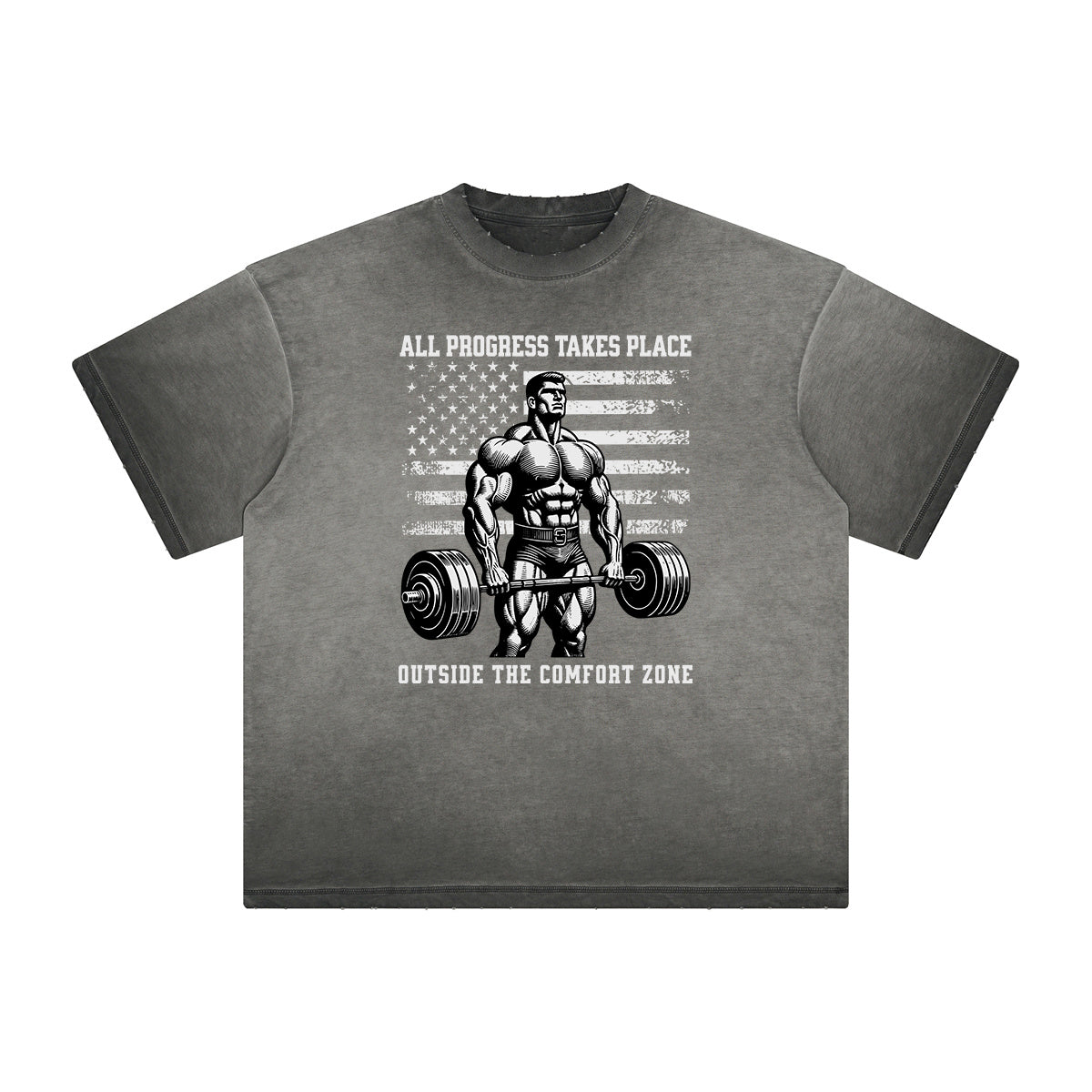 Vintage Frayed Fitness Pattern Tee