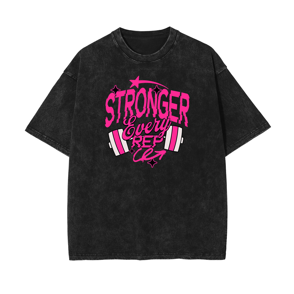 Camiseta de algodón con estampado gráfico de fitness lavado