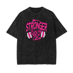 Camiseta de algodón con estampado gráfico de fitness lavado