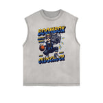 Camiseta sin mangas con estampado desgastado de estilo deportivo retro