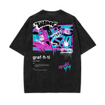 Washed Graffiti Style Graphic Cotton Tee