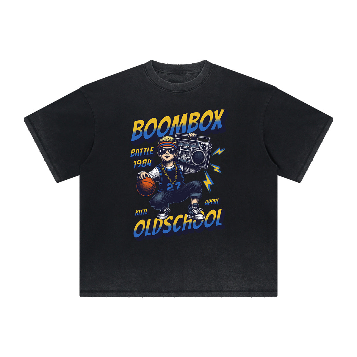 Camiseta deportiva retro con estampado deshilachado vintage