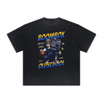 Camiseta deportiva retro con estampado deshilachado vintage