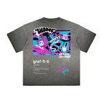 Camiseta con estampado vintage de grafiti deshilachado