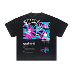 Camiseta gráfica gruesa con estilo grafiti descolorido