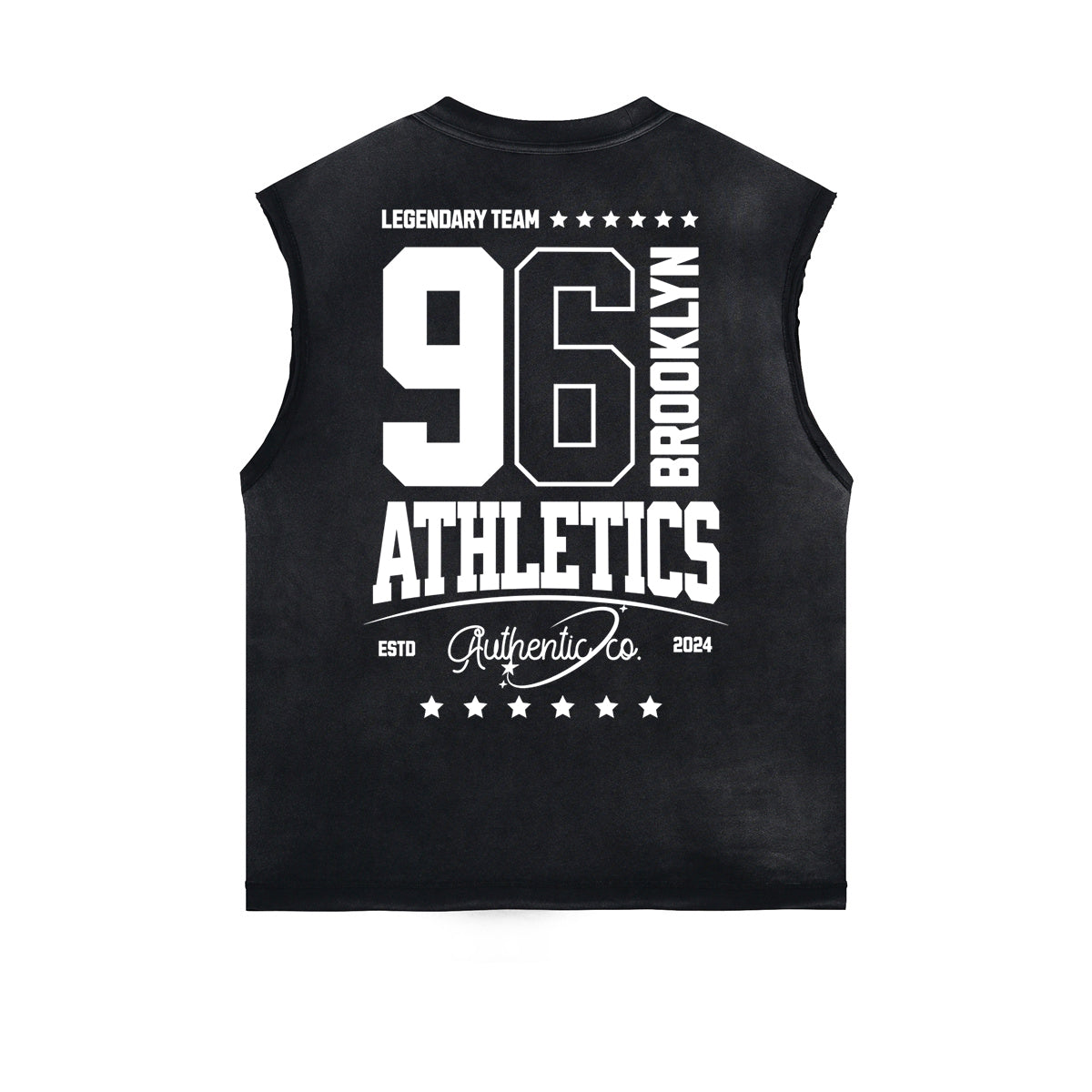 Camiseta sin mangas con gráfico deshilachado de estilo deportivo retro