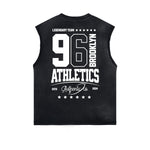 Camiseta sin mangas con gráfico deshilachado de estilo deportivo retro
