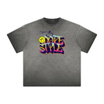 Camiseta con estampado vintage de grafiti deshilachado