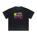 Camiseta gráfica gruesa con estilo grafiti descolorido