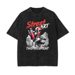 Washed Graffiti Style Graphic Cotton Tee