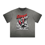 Camiseta con estampado vintage de grafiti deshilachado