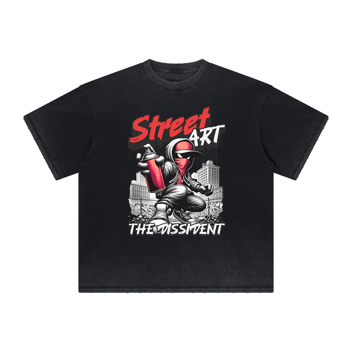 Camiseta gráfica gruesa con estilo grafiti descolorido