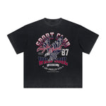 Camiseta deportiva retro con estampado deshilachado vintage