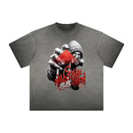 Camiseta con estampado vintage de grafiti deshilachado